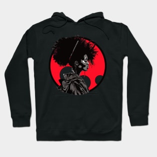 Afro American Woman Red Round Design Hoodie